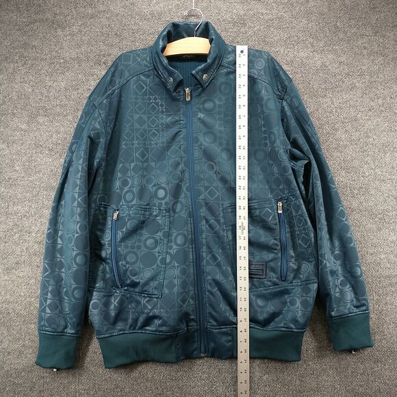 Sean John Men's Full Zip Bomber Jacket Blue XXL 2XL Geometric Zip Sleeve - Picture 14 of 16